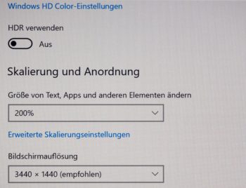 Textwiedergabe native Auflösung