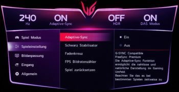 OSD Spieleinstellung: Hilfreiche Funktionen speziell für Gamer