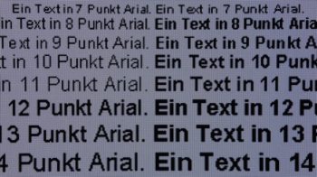 Darstellung von Schrift bei Full-HD-Auflösung und Schärfe 50