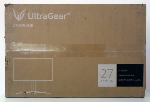 Nüchtern gestaltete Verpackung des LG 27GR95QE-B