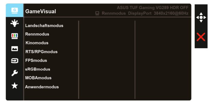 OSD: GameVisual (Screenshot: ASUS-Handbuch)