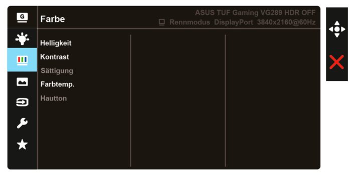 OSD: Farbe (Screenshot: ASUS-Handbuch)