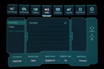 OSD Audio: Lautstärke und Auswahl der Audioquelle bei PiP/PbP 