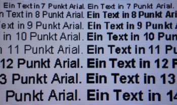 Darstellung von Schrift bei Full-HD-Auflösung und Schärfe 100