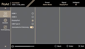 OSD: Signalquelle (Screenshot: ASUS-Handbuch)