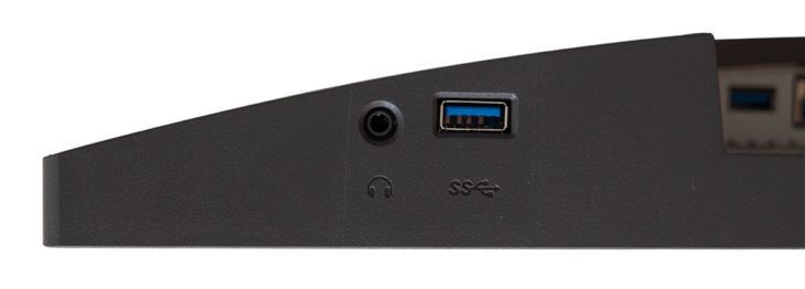 Anschlüsse auf der Rahmenunterseite rechts: Kopfhörerausgang und USB-3.0-Port