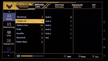 OSD Variabler OD: Sich automatisch anpassende Pixelbeschleunigung