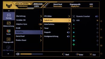 OSD GamePlus: Zusätzliche Gaming-Hilfen wie Fadenkreuz …