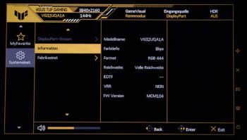 … und Informationen zum Monitor sowie dessen Farbeinstellungen
