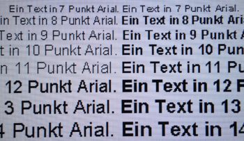 Darstellung von Schrift bei Full-HD-Auflösung und VividPixel 75