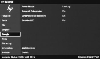 OSD: Energie-Einstellungen