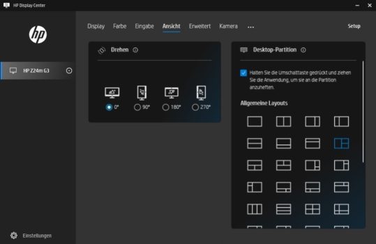 Einstellbare Desktop-Partitionen