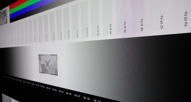 Graustufendarstellung aus seitlicher Betrachtung (violetter Streifen ist Kamera- und nicht Display-bedingt)