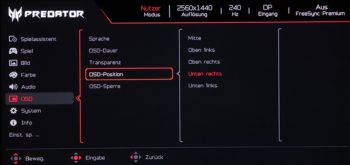 OSD: Umfangreiche Einstellungen für das Monitor-OSD