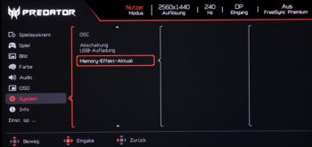 Memory-Effekt-Aktual.: Pixelreinigung, um Einbrenneffekte zu vermeiden