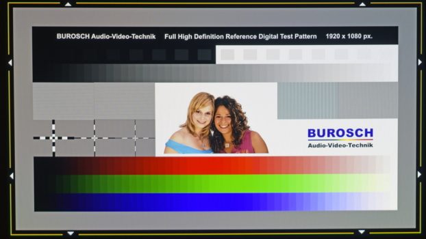 Screenshot des Burosch-Testbildes auf dem LG ProBeam BU70QGA