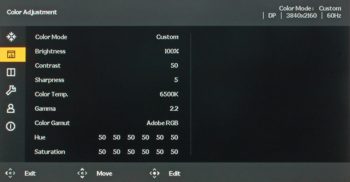 Menü (OSD): Color Adjustment