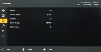 Menü (OSD): Gamut Duo