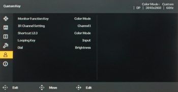 Menü (OSD): Custom Key