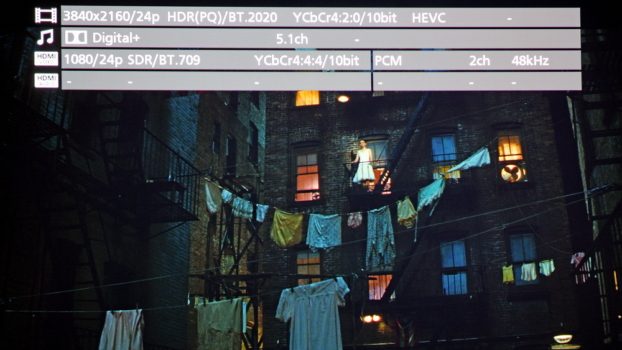 West Side Story“ liegt in UHD und HDR vor, wird aber nur in 1080p und SDR vom Player ausgegeben, weil der NEC PE506UL weder HDR noch 4K unterstützt