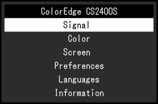 OSD: Hauptmenü (Screenshot: EIZO-Handbuch)