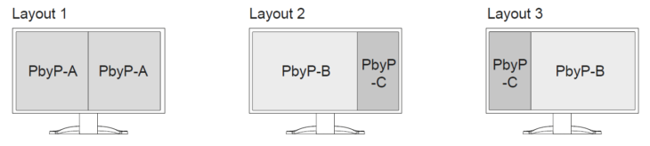 PbP: Verfügbare Layouts (Screenshot: EIZO-Handbuch)