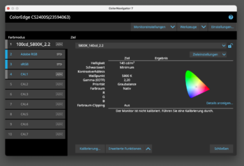 Oberfläche der Software ColorNavigator 7