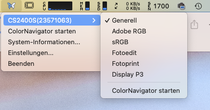 Schnellzugriff auf Kalibrierliste über den ColorNavigator Agent