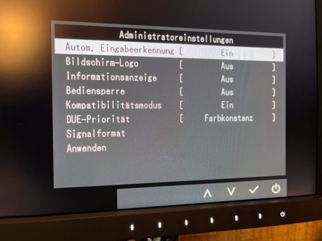 Foto des OSDs: Administrator-Einstellungen
