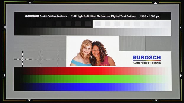 Screenshot des Burosch-Testbildes auf dem LG CineBeam PU700R