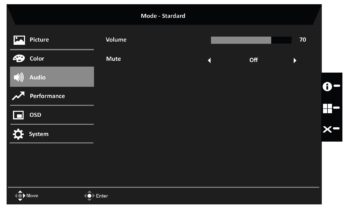 OSD: Audio-Einstellungen (Bild: Acer-Handbuch)