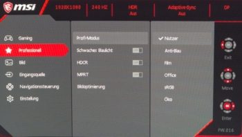 OSD: Bild-Einstellungen