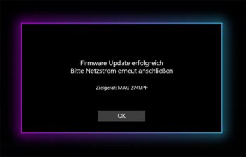 Abschließende Meldung, wenn das Firmware-Update durchgeführt ist