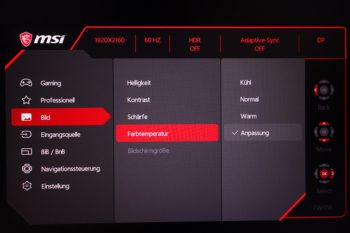 OSD Bild: Optimierung der Bild- und Farbeinstellung
