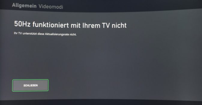 50 Hz wird nicht unterstützt