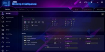 Setup des Monitors wird über den Reiter „Standard“ verändert