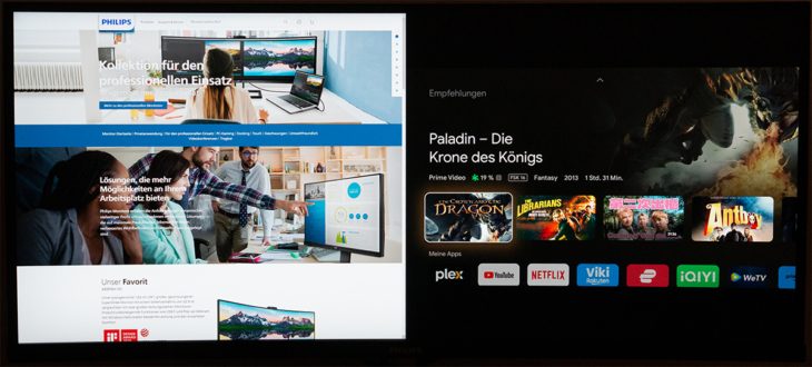 Links 2560 x 2160, rechts Chromecast mit 1080p