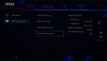 OSD: Kategorie „MSI-OLED-Pflege“: Info