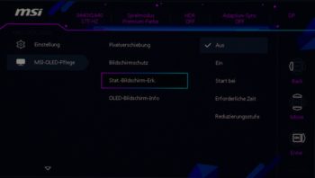 OSD: Kategorie „MSI-OLED-Pflege“: Stat.-Bildschirm-Erk.