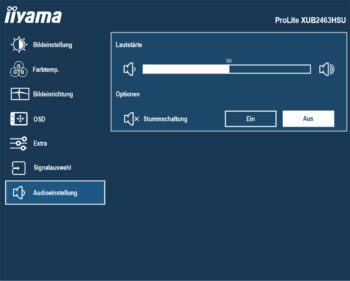 OSD: Audioeinstellung (Bild: iiyama-Handbuch)
