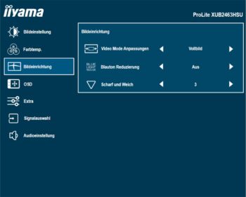 OSD: Bildeinrichtung (Bild: iiyama-Handbuch)
