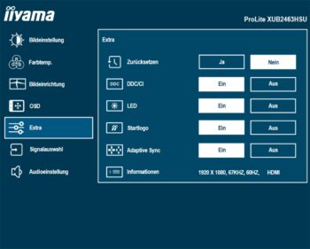 OSD: Extra (Bild: iiyama-Handbuch)