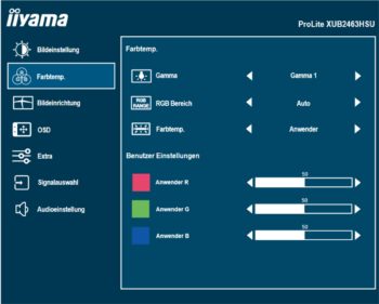 OSD: Farbtemperatur (Bild: iiyama-Handbuch)