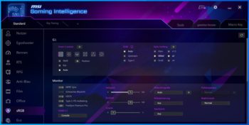 Setup des Monitors wird über den Reiter „Standard“ verändert