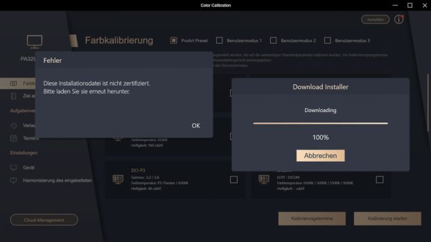 Installationshürde 1: Das eigene Software-Update ist nicht zertifiziert