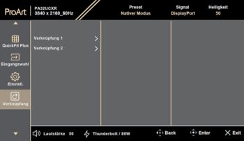 OSD: Verknüpfungen (Bild: ASUS-Handbuch)