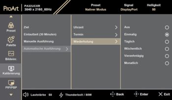 OSD: Automatische Ausführung der Kalibrierung (Bild: ASUS-Handbuch)