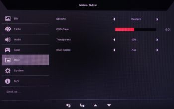 OSD: Einstellungsoptionen für das Monitor-OSD