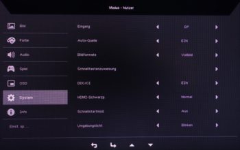 OSD System: Allgemeine Systemeinstellungen sind hier zu finden