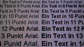 Darstellung von Schrift bei Full-HD-Auflösung, Superscharf "Ein"
